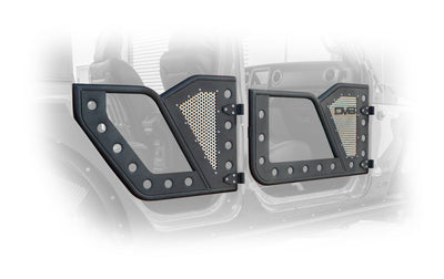 DV8 Offroad Front Rock Doors with Mesh — Fits 2018-2025 Jeep Wrangler JL JT