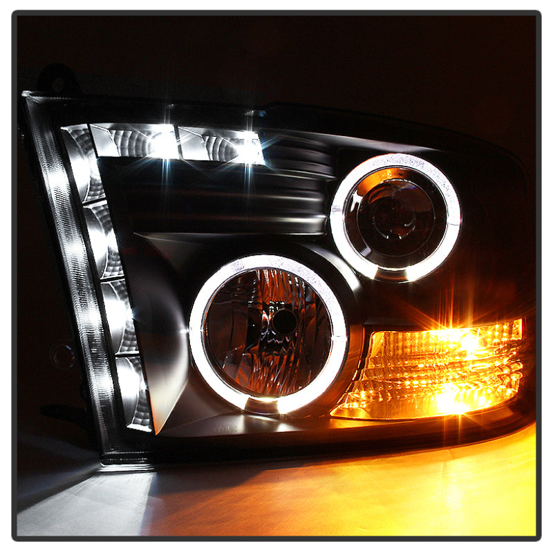 Faros delanteros de proyector Spyder Dodge Ram 1500 09-14 10-14 Halógeno - LED Halo LED - Negro PRO-YD-DR09-HL-BK