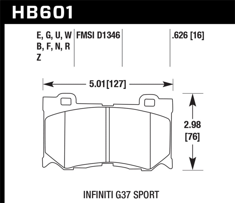 Pastillas de freno delanteras Hawk 2009-2013 Infiniti FB50 Sport HPS 5.0