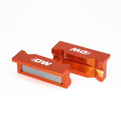 DeatschWerks 4in Aluminum Soft Jaws with Magnet — Orange Anodized Tooling