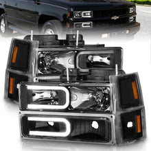 Cargar imagen en el visor de la galería, ANZO 88-98 Chevrolet C1500 Crystal Headlights w/ Light Bar Black Housing w/ Signal Side Markers 8Pcs