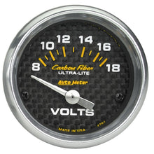 Cargar imagen en el visor de la galería, Autometer Carbon Fiber 52mm 8-18 Volt Electronic Volt meter