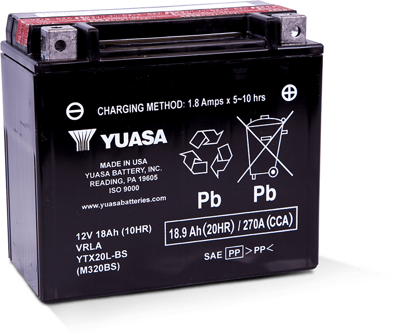 Batería AGM de 12 voltios sin mantenimiento Yuasa YTX20L-BS (botella incluida)