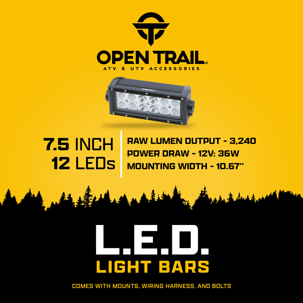 Open Trail LED Light BAR 7.5" (HML-BC236 COMBO)
