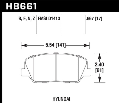 Hawk Performance HPS Street Front Brake Pads — Fits 2010-2015 Hyundai Genesis Coupe