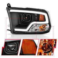 Load image into Gallery viewer, ANZO 09-18 Dodge Ram 1500 Plank Style Projector Headlights Black w/ Halo