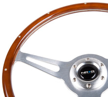 Cargar imagen en el visor de la galería, NRG Classic Wood Grain Steering Wheel (365mm) Wood w/Metal Inserts &amp; Brushed Alum. 3-Spoke Center