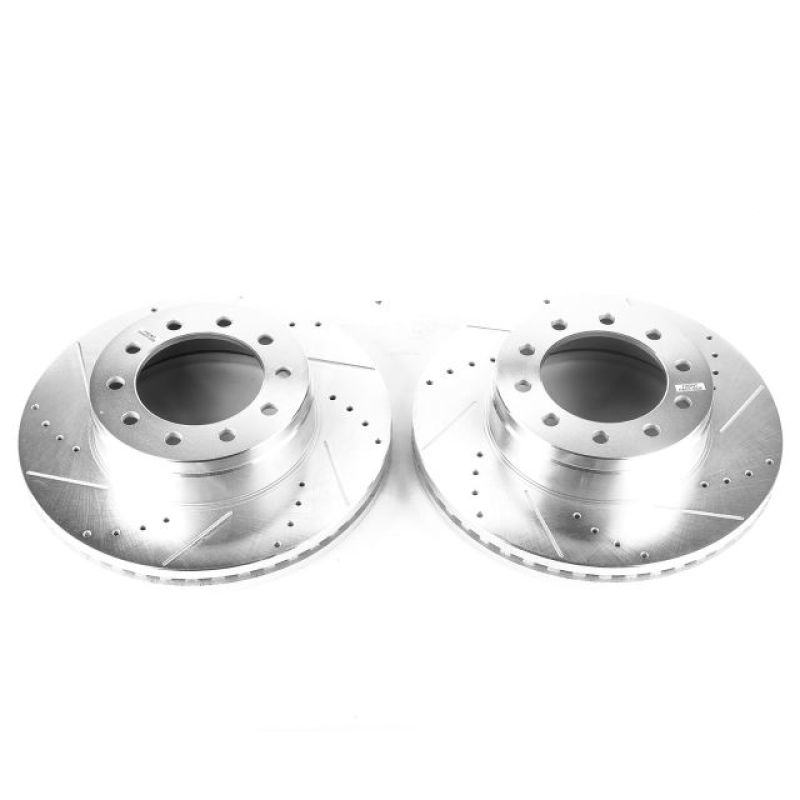 Power Stop Evolution Drilled & Slotted Front Rotors (Pair) — Fits 2017-2020 Ford F-550 Super Duty