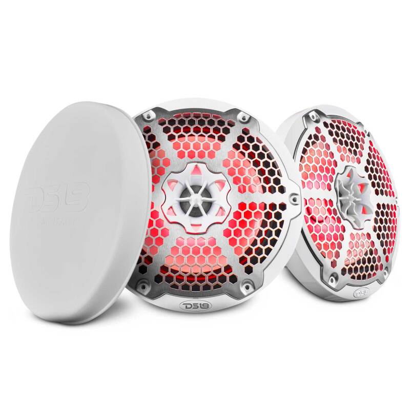 DS18 NXL-M Series Speaker w/ RGB LED Lights 8in 2-Way 125 Watts RMS 4 ohm White w/ Cover (NXL-8M/WH)