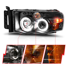 Cargar imagen en el visor de la galería, ANZO 2002-2005 Dodge Ram 1500 Projector Headlights w/ Halo Black Clear Amber