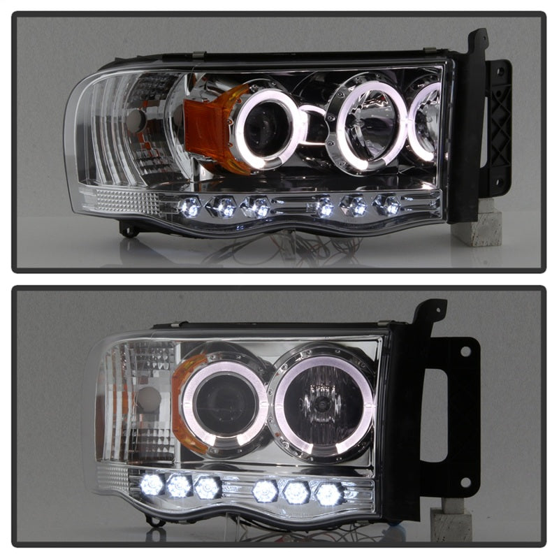 Faros delanteros de proyector LED Halo LED cromado Spyder Dodge Ram 1500 02-05/Ram 2500 03-05 PRO-YD-DR02-HL-C