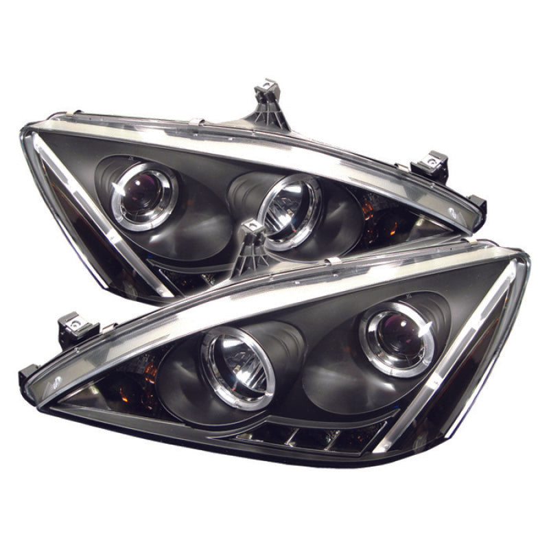 Faros delanteros de proyector Spyder Honda Accord 03-07 LED Halo ámbar reflector LED negro PRO-YD-HA03-AM-BK