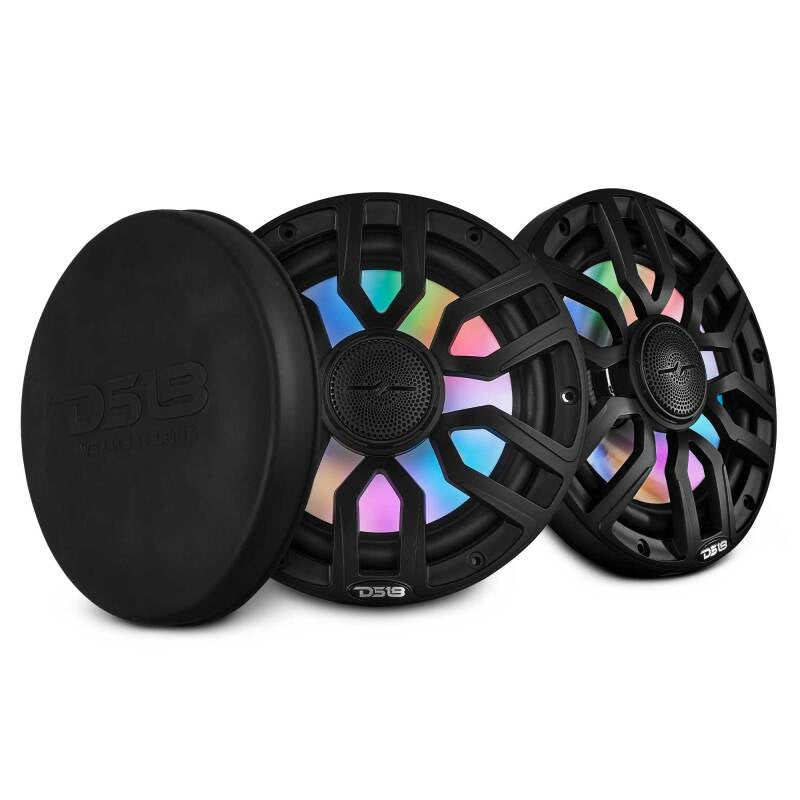 DS18 Marine 8in 2-Way 175 Watts RMS 4 ohm Digital LED Lights Bullet Tweeter Covers Included Black (NXL-IQ8/BK)