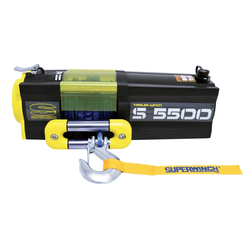 Cabrestante Superwinch S5500 de 5500 libras, 12 V CC, 1/4 pulg. x 60 pies, cuerda sintética