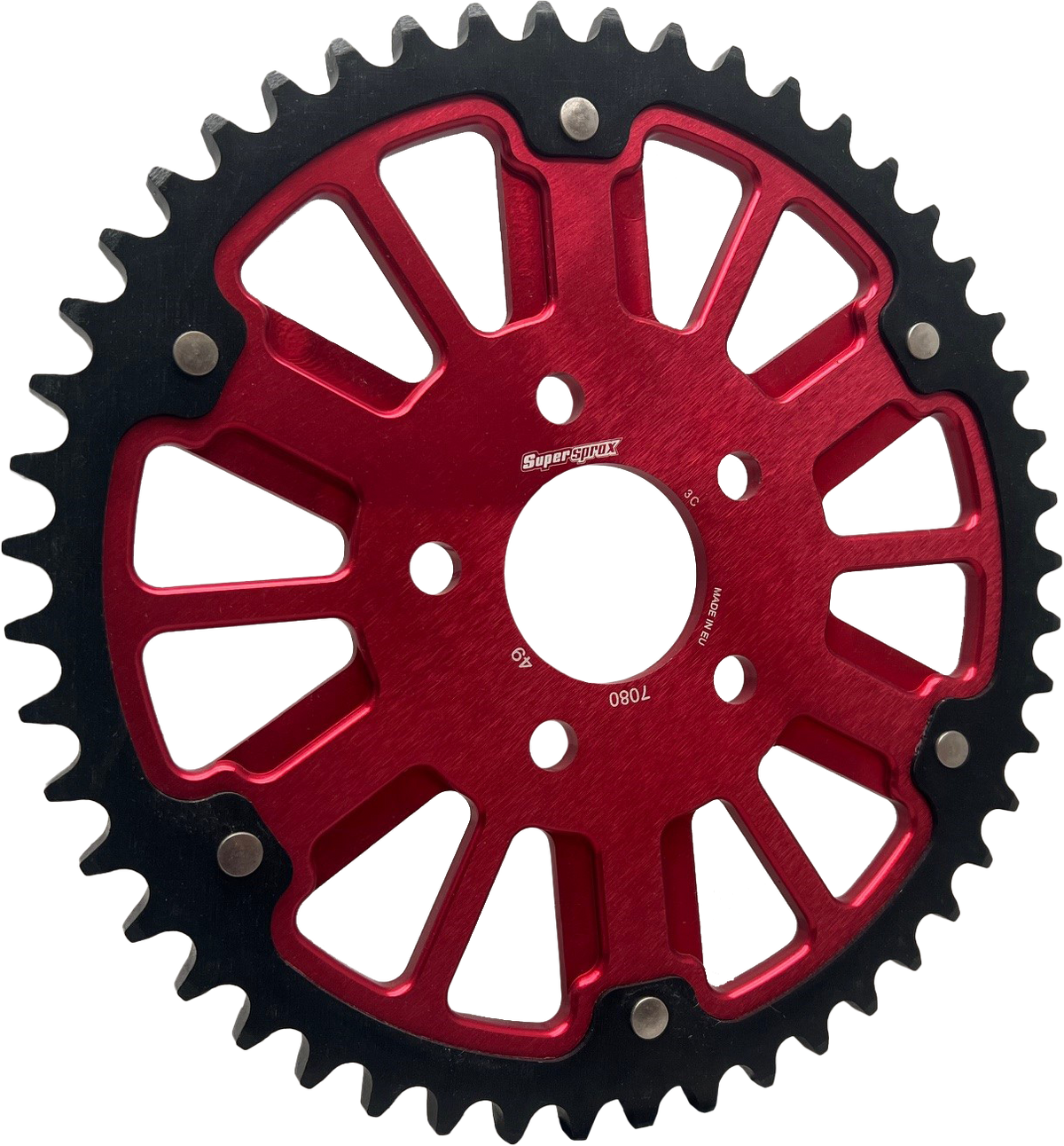 Supersprox Stealth 51T Rear Sprocket RED Alum CAR BLK Steel Teeth (RST-7080:51-RED)