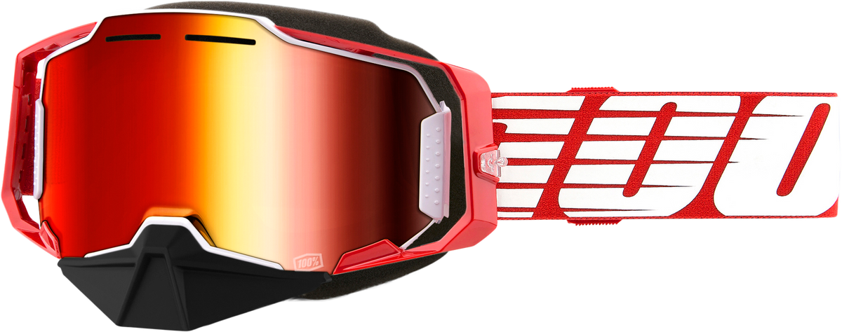 100-Percent Armega Snowmobile Goggle RED w/ RED Mirror Lens (50008-10010)