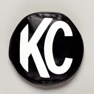 KC HiLiTES 6in. Round Soft Vinyl Light Cover (Pair) - Black w/White KC Logo