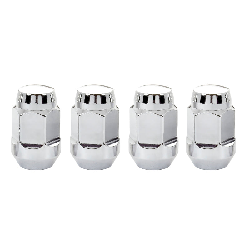 McGard Bulge Lug Nut (Cone Seat) 1/2-20 x 1.45in. Chrome 4-Pack — Fits Buick, Chevrolet, Ford, GMC