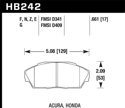 Hawk Performance HP+ Street Brake Pads — Fits 1986-1993 Acura Integra Legend Honda Accord Prelude