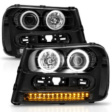 Cargar imagen en el visor de la galería, ANZO 2002-2009 Chevrolet Trailblazer Projector Headlights w/ Halo Black