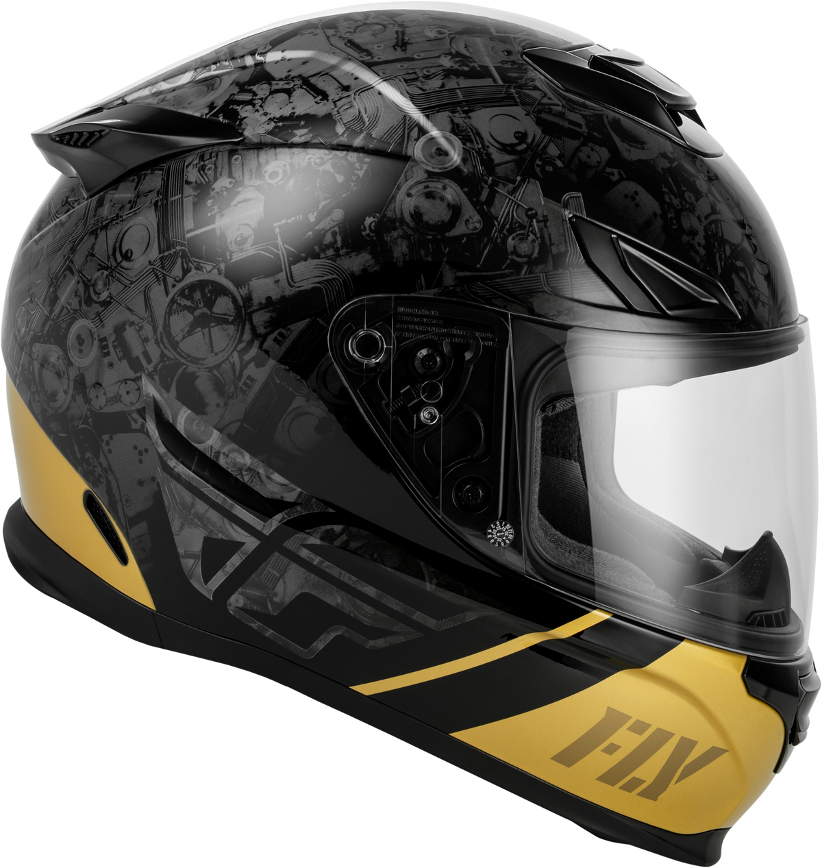 Fly Racing Sentinel Mech Helmet Black/Grey/Gold LG (73-8432L)