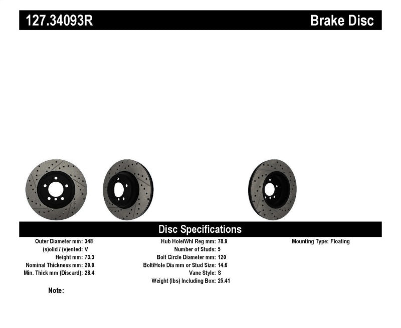 Rotor delantero derecho ranurado y perforado StopTech para BMW 335 (E90/E92/E93) 07-09