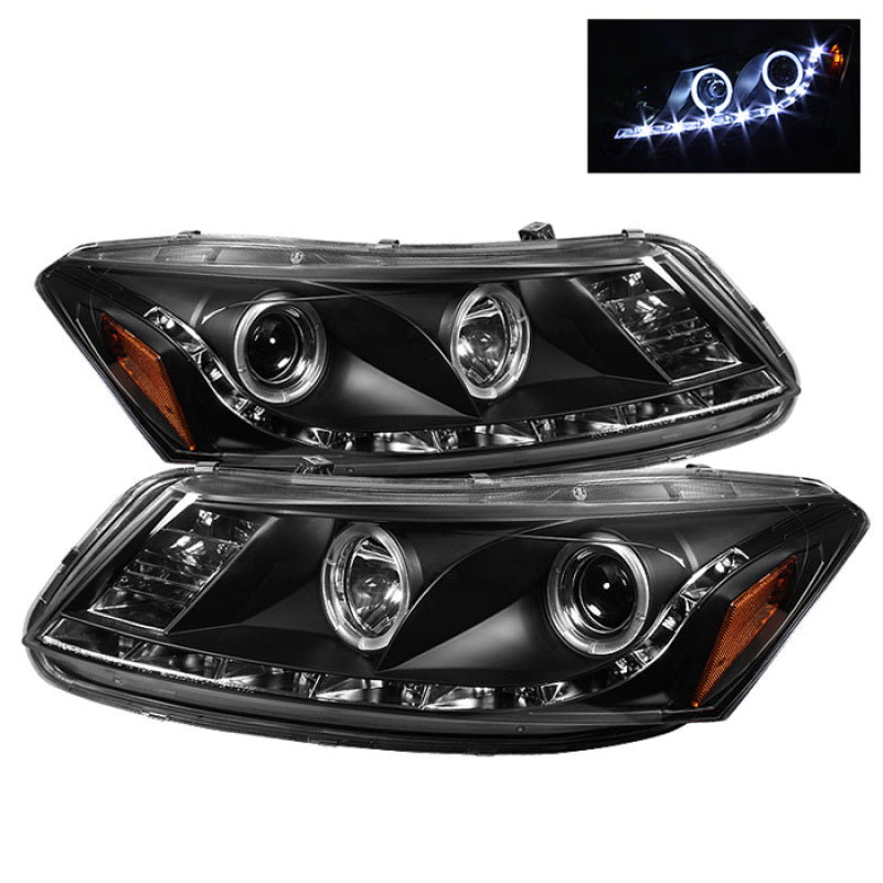 Faros delanteros de proyector Spyder Honda Accord 08-12 4Dr - LED Halo DRL Blk PRO-YD-HA08-4D-HL-BK