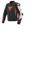 Load image into Gallery viewer, Dainese Super Speed 4 Leather Jacket Perforated Matte Black/White/Fluorescent Red Size - 44