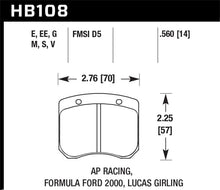 Cargar imagen en el visor de la galería, Hawk AP Racing/FF 2000 14mm DTC-60 Rear Race Brake Pads