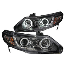 Cargar imagen en el visor de la galería, Faros delanteros con proyector ANZO para Honda Civic 2006-2011 con Halo negro (CCFL)