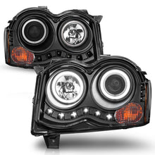 Cargar imagen en el visor de la galería, ANZO 2008-2010 Jeep Grand Cherokee Projector Headlights w/ Halo Black (CCFL)