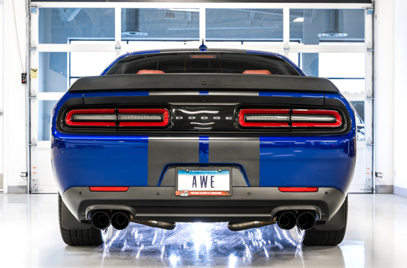 AWE Tuning 2017+ Challenger 5.7 Touring Edition Exhaust - Non-Resonated - Diamond Black Quad Tips