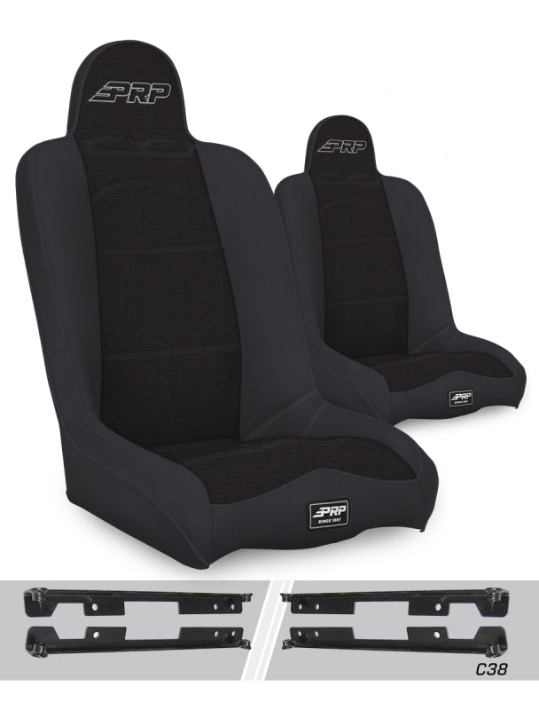 PRP Daily Driver High Back Suspension Seats Kit for Jeep Wrangler JK/JKU (Pair) - Black