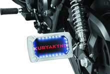 Cargar imagen en el visor de la galería, Kuryakyn Nova Curved Horizontal Mount Side License Plate Holder Chrome