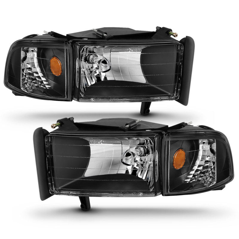 Faros delanteros de cristal de color negro para Dodge Ram ANZO 1994-2001