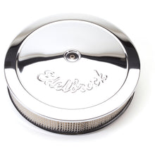 Cargar imagen en el visor de la galería, Edelbrock Air Cleaner Pro-Flo Series Round Steel Top Paper Element 14In Dia X 3 75In Dropped Base