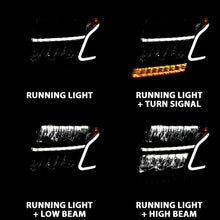 Cargar imagen en el visor de la galería, ANZO 15-20 Chevy Tahoe/Suburban LED Light Bar Style Headlights Black w/Sequential w/DRL w/Amber