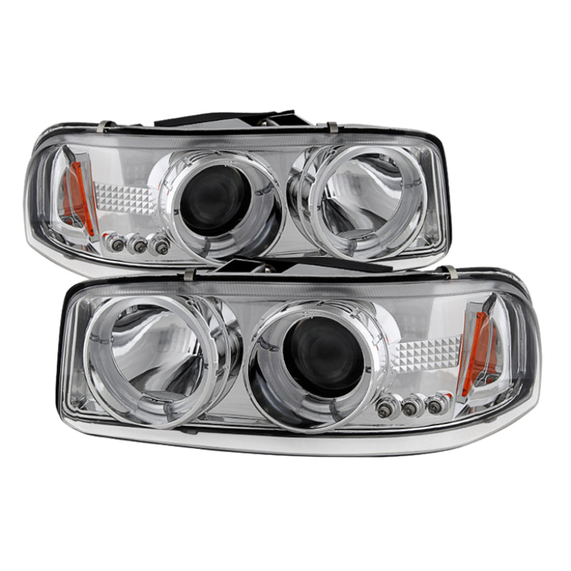 Faros delanteros de proyector LED Halo LED cromados Spyder GMC Sierra 1500/2500/3500 99-06 PRO-YD-CDE00-HL-C