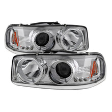 Cargar imagen en el visor de la galería, Faros delanteros de proyector LED Halo LED cromados Spyder GMC Sierra 1500/2500/3500 99-06 PRO-YD-CDE00-HL-C