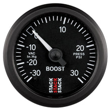 Cargar imagen en el visor de la galería, Autometer 52mm Stack Instruments -30INHG to +30PSI Mechanical Boost Gauge - Black