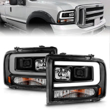 Cargar imagen en el visor de la galería, ANZO 99-04 Ford F250/F350/F450/Excursion (excl 99) Projector Headlights - w/ Light Bar Black Housing