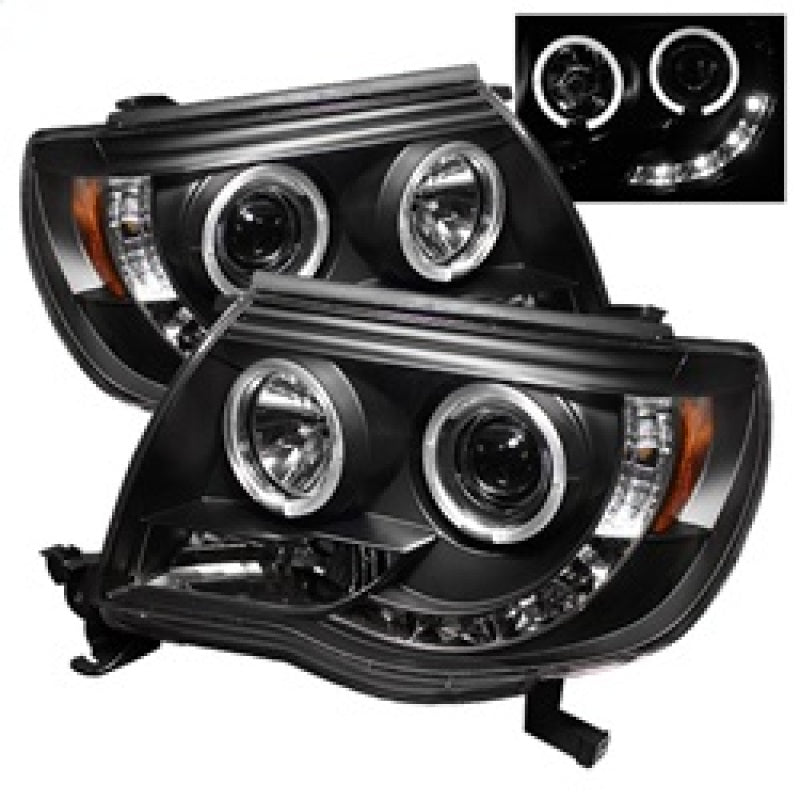 Faros delanteros de proyector Spyder Toyota Tacoma 05-11 LED Halo LED negro alto H1 bajo H1 PRO-YD-TT05-HL-BK