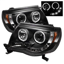 Cargar imagen en el visor de la galería, Faros delanteros de proyector Spyder Toyota Tacoma 05-11 LED Halo LED negro alto H1 bajo H1 PRO-YD-TT05-HL-BK