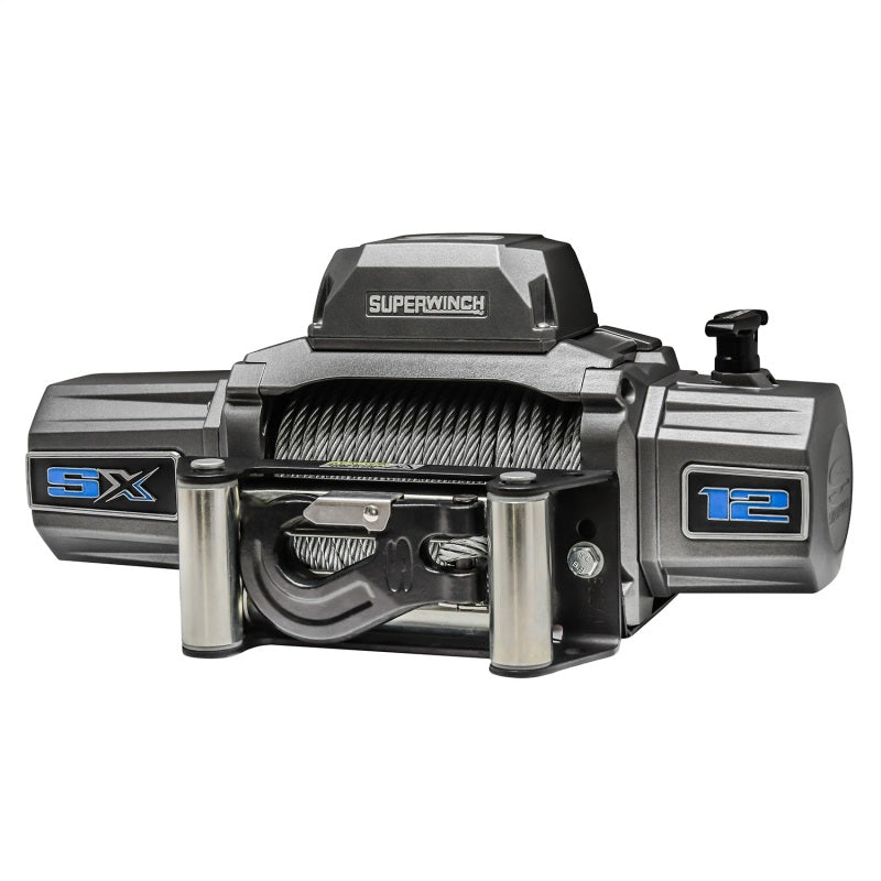 Cabrestante Superwinch SX 12000 de 12 000 libras, 12 V CC, 3/8 in x 85 ft, cable de acero, grafito