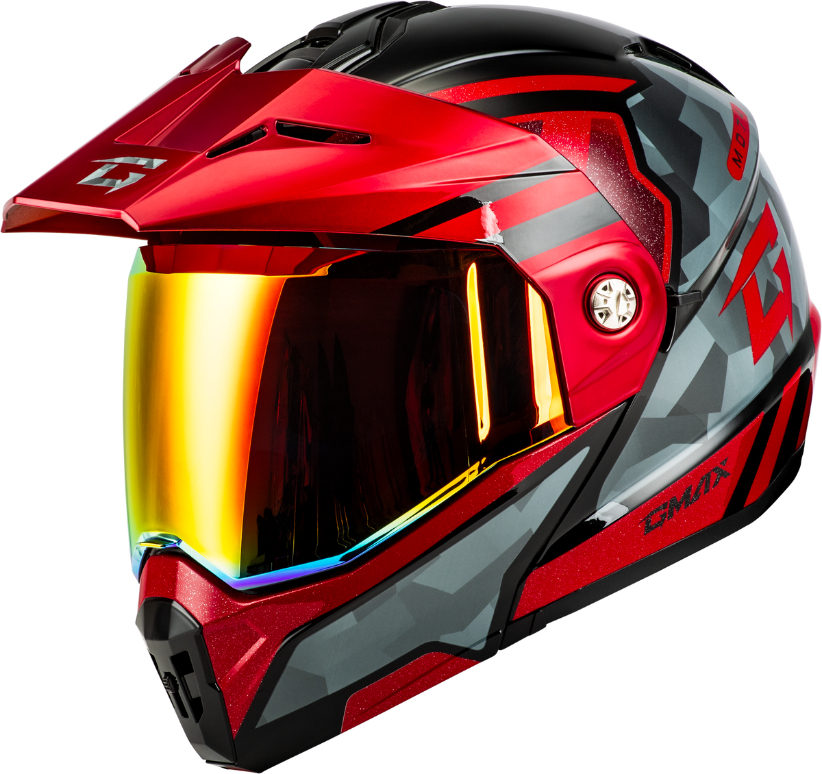 GMAX MD-74 Striker Modular Helmet w RED Shield BLK/GRY/RD Mtlc LG (M17411156)