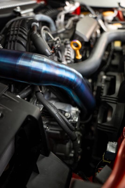 Torque Solution Titanium Top Mount Charge Pipe - Burnt Blue — Fits 2022+ Subaru WRX, 2019-2023 Subaru Ascent