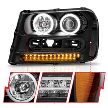 Cargar imagen en el visor de la galería, ANZO 2002-2009 Chevrolet Trailblazer Projector Headlights w/ Halo Black