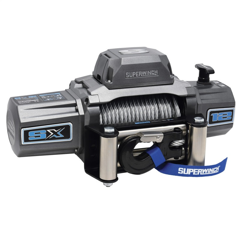 Cabrestante Superwinch SX 12000 de 12 000 libras, 12 V CC, 3/8 in x 85 ft, cable de acero, grafito