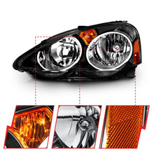 Cargar imagen en el visor de la galería, Faros delanteros de cristal ANZO 2002-2004 Acura Rsx negros