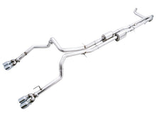 Cargar imagen en el visor de la galería, AWE Tuning 22-23 GMC Sierra 1500 AT4X 6.2L 0FG Catback Split Dual (Flat Bumper) - Chrome Silver Tips